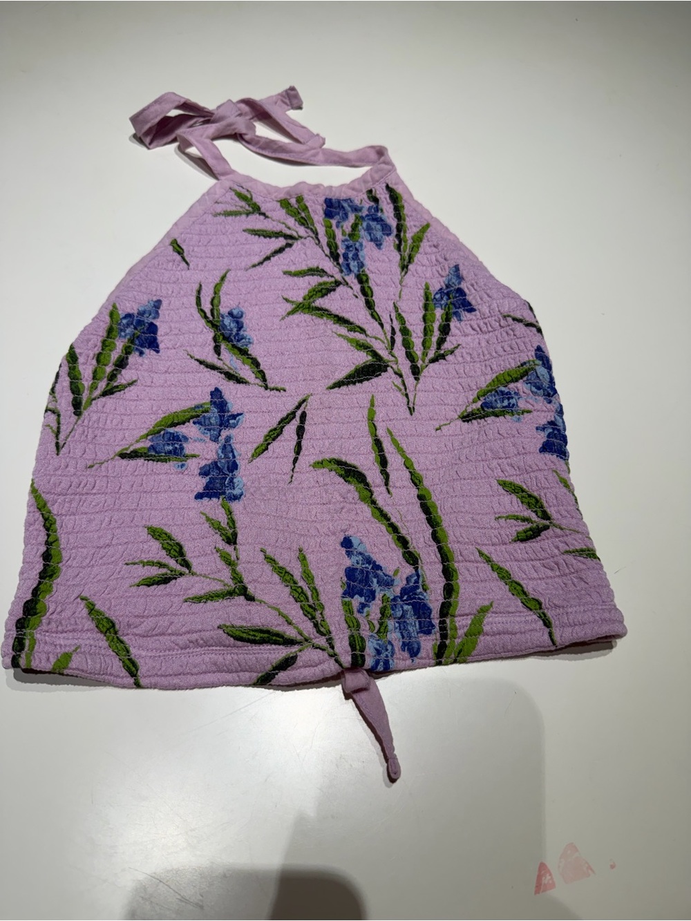 Urban Outfitters Lilac Blue Iris Floral Smocked Tie-Back Halter Crop Top
Women/S